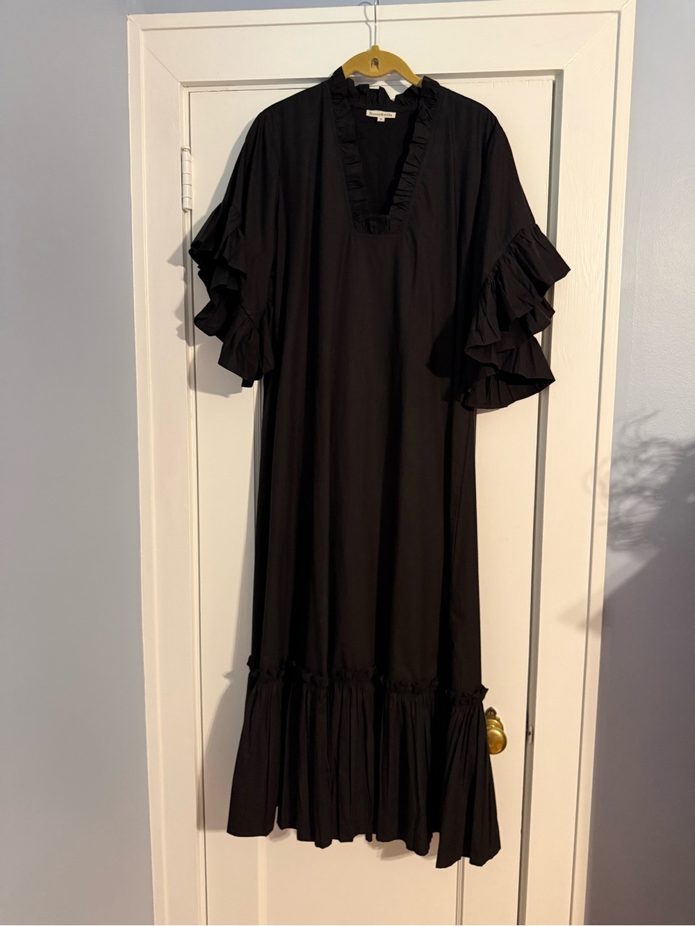 Black Ruffle Sleeve Midi Dress - Unbranded
